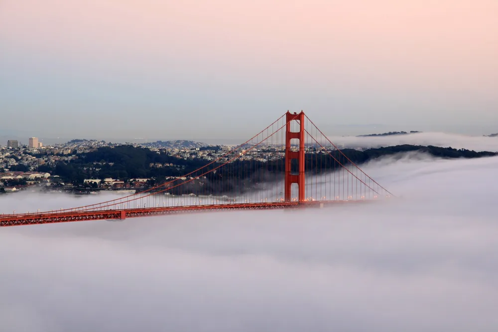 The Golden Gate Bridge in fog