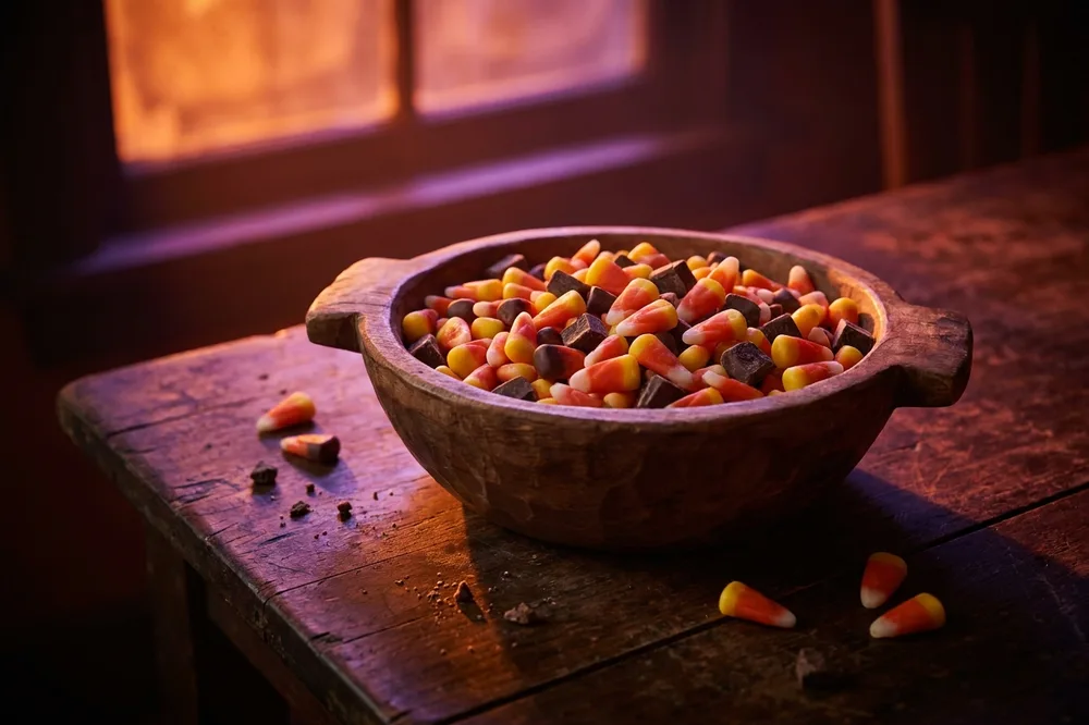 A bowl of Halloween candy